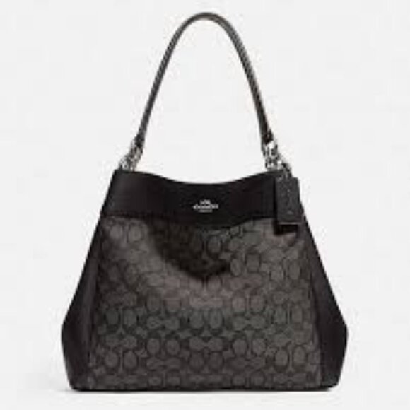 Coach Black Lexy Signature Shoulder Bag Handbag Carryall - Picture 1 of 13